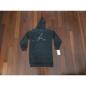 New Nike Jordan Jumpman Hooded Dress Size M 10-12 Gold Sparkles Jumpman Logo